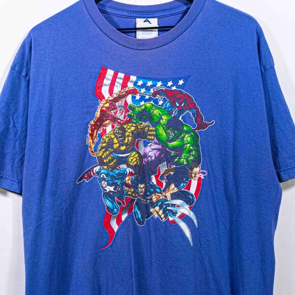 Marvel Comics USA Hulk Spiderman Wolverine Captain America T-Shirt XL VTG Y2K - Picture 3 of 10